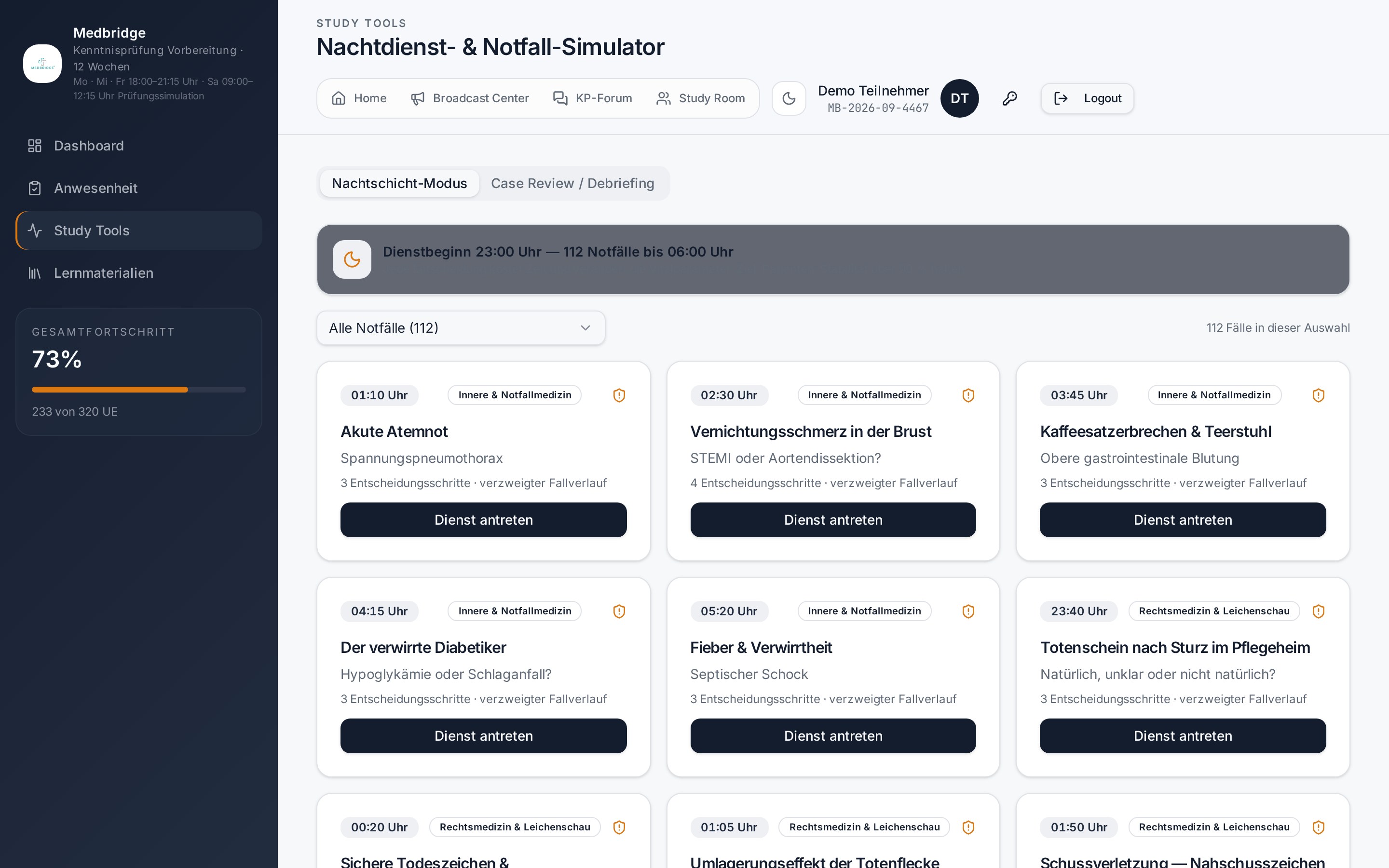 Nachtdienst-Simulator mit klinischen Entscheidungen